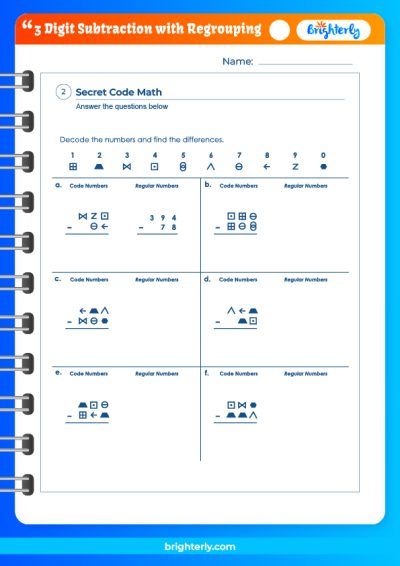 Three Digit Subtraction With Regrouping Worksheets