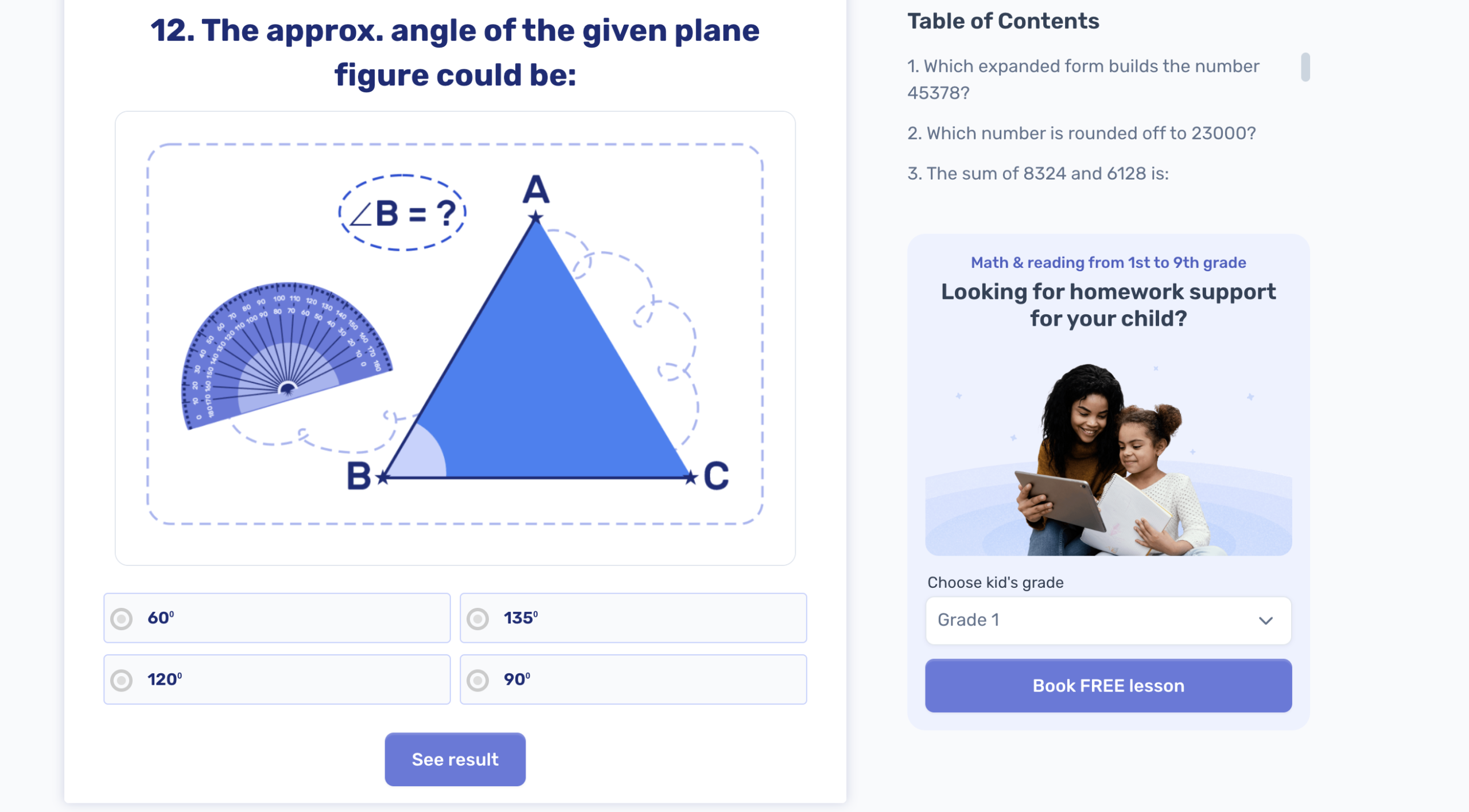 Measure angles with a protractor worksheet and test
