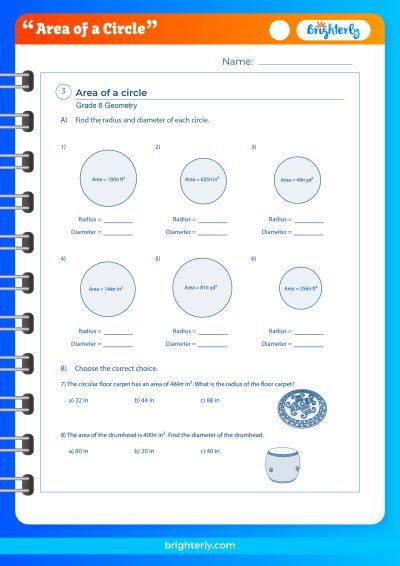 Circle Area Worksheet