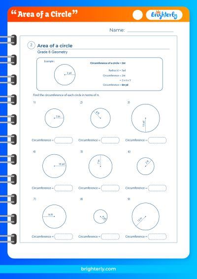 Circle Area Worksheets