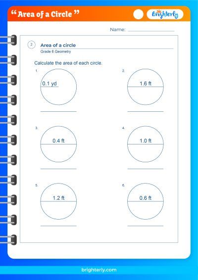 Area Of Circle Worksheets