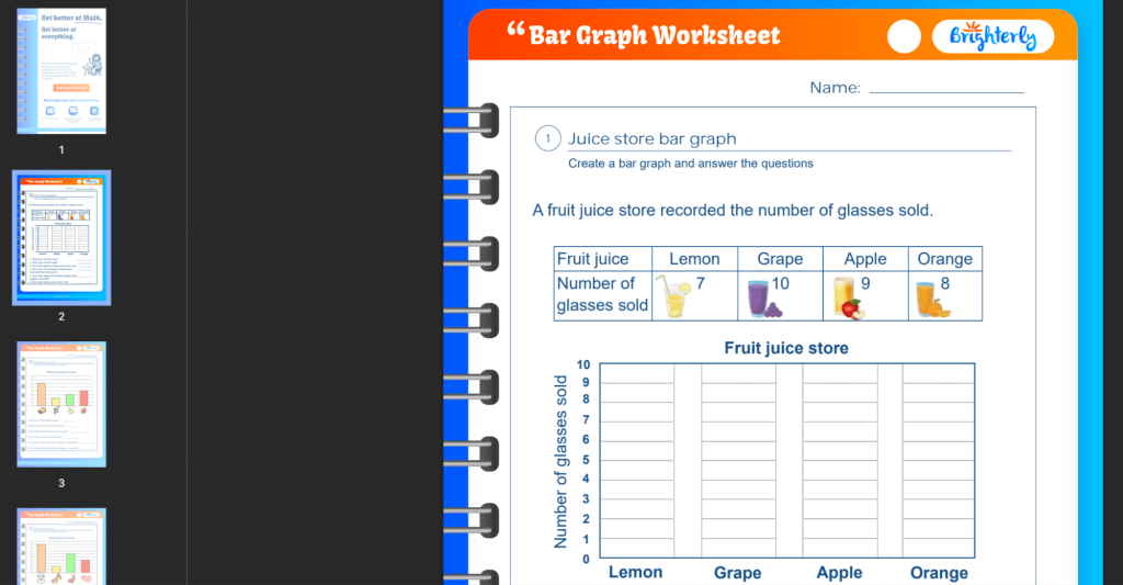 Bar graph worksheet: Examples