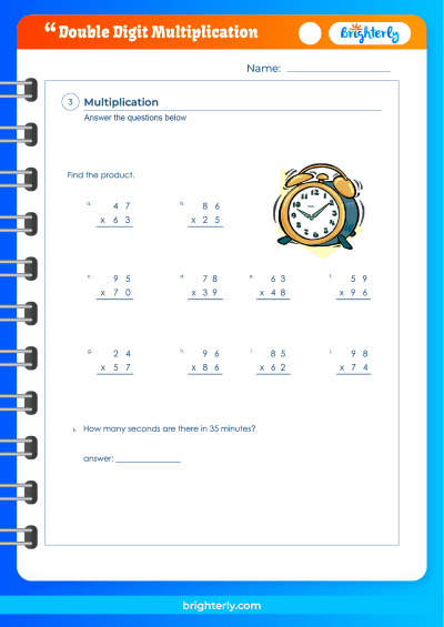 Multiplication Double Digit Worksheets