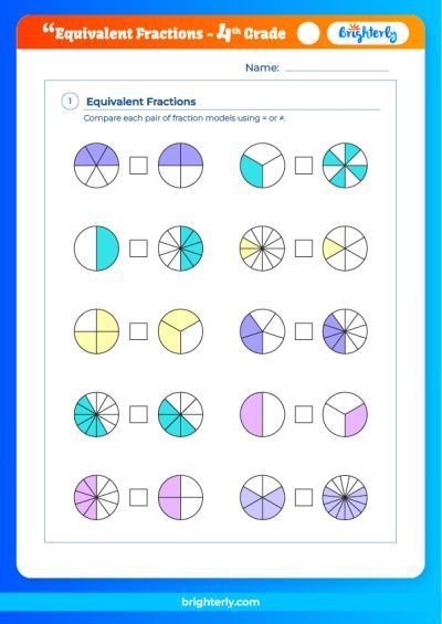 Equivalent Fraction Worksheets 4th Grade