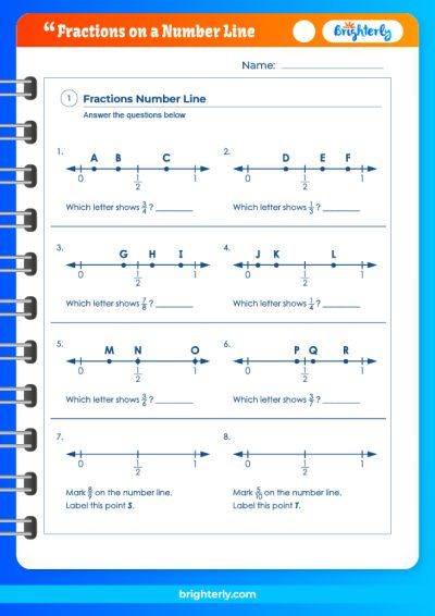 Fraction On A Number Line Worksheet