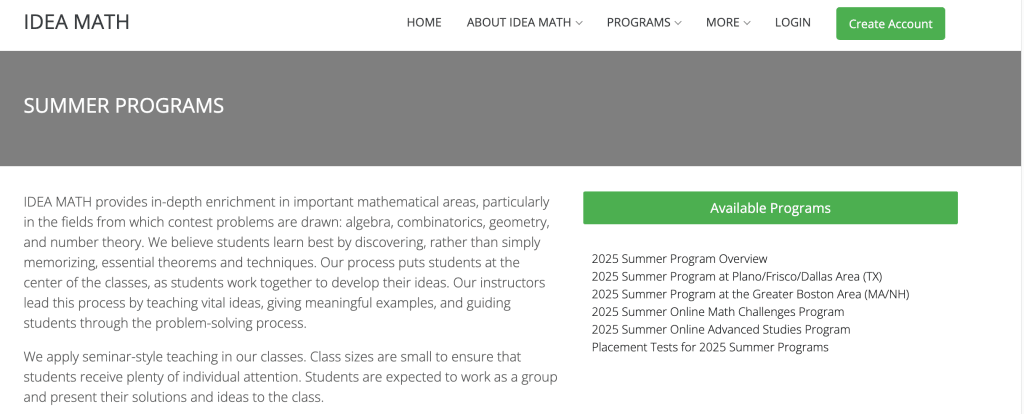 #2. IDEA Math summer camp