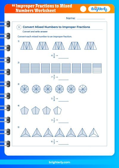 Changing Improper Fractions To Mixed Numbers Worksheet