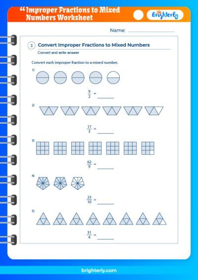 Convert Improper Fractions To Mixed Numbers Worksheet