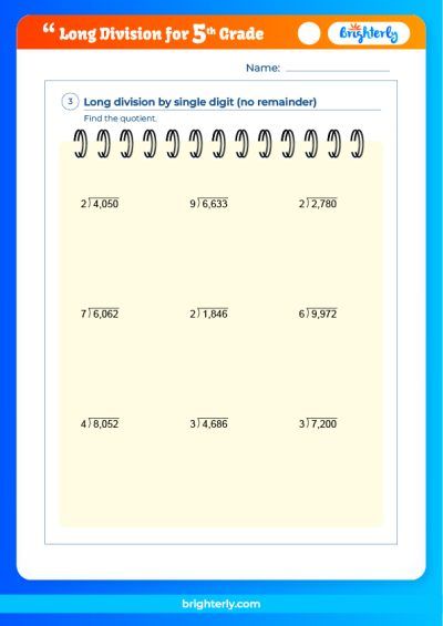 5th Grade Long Division Worksheet