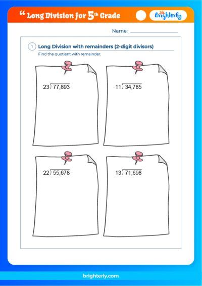 Long Division Worksheets Grade 5