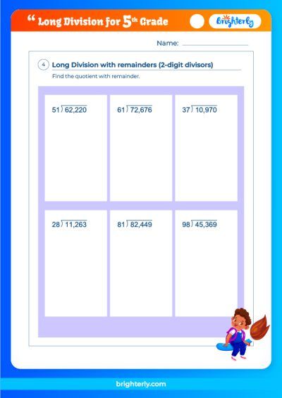 Long Division Worksheets 5th Grade