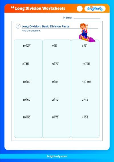 Printable Long Division Worksheet