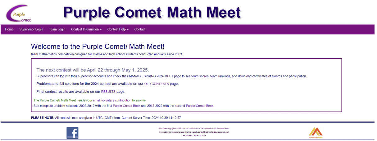 The Purple Comet! Math Meet
