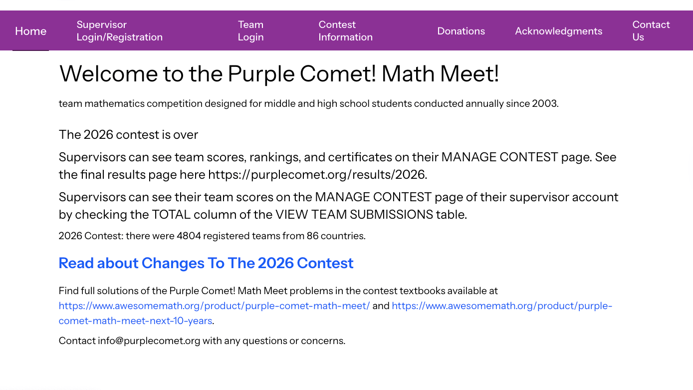 The Purple Comet! Math Meet