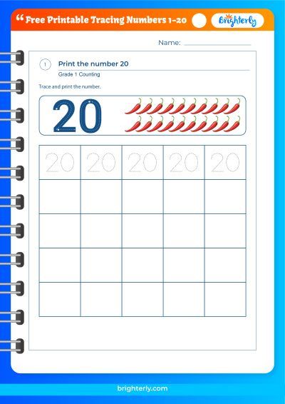 Writing Numbers 1 20 Free Worksheets