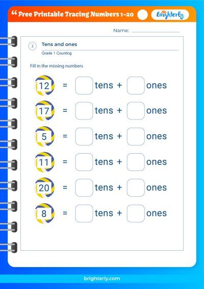 Tracing Numbers 1 20 Worksheet