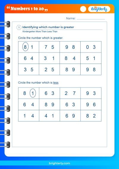 Preschool Number Worksheets 1 20