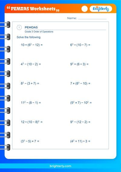 PEMDAS Practice Worksheets