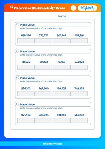 Fourth Grade Place Value Worksheets