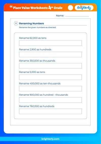 Place Value 4th Grade Worksheets