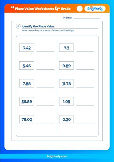 Place Value Review Worksheet 4th Grade