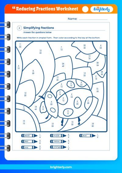 Reducing Fraction Worksheet