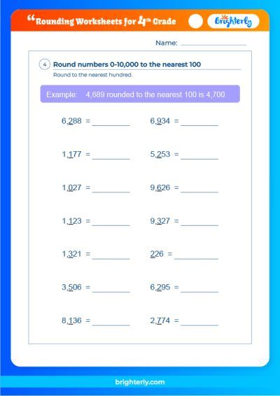 Fourth Grade Rounding Worksheet