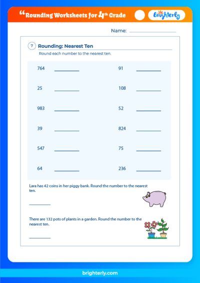 Rounding Numbers 4th Grade Worksheets