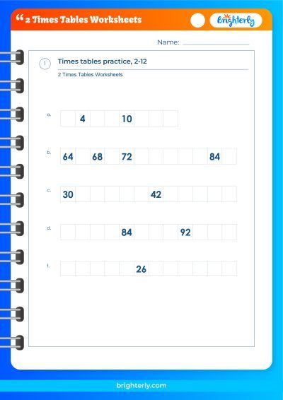 2 Time Tables Worksheet