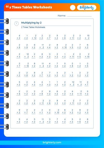 2 Times Table Worksheet Fun