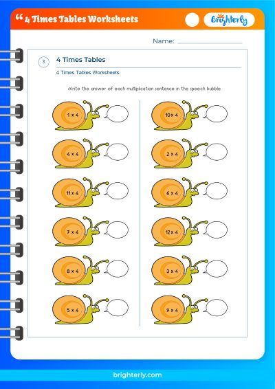 4 Times Table Fun Worksheet