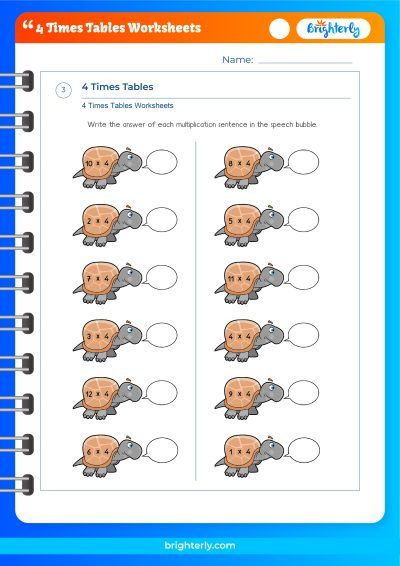 4 Times Table Worksheet Free Printable