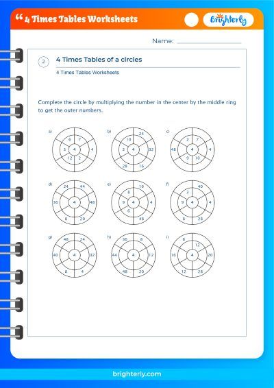 4X Table Worksheet