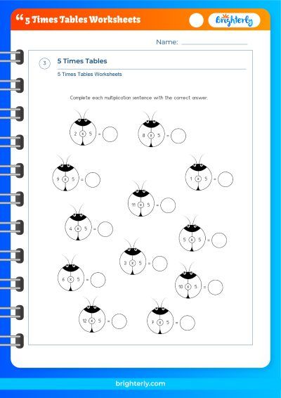 Multiplication Worksheet 5 Times Table