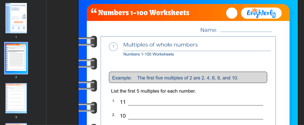 Numbers 1 to 100 worksheet: Examples by Brighterly