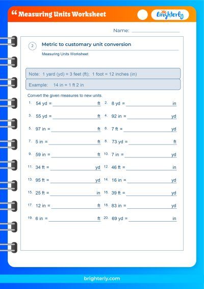 Customary Units Of Measurement Worksheets