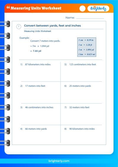 Units Of Measure Worksheet