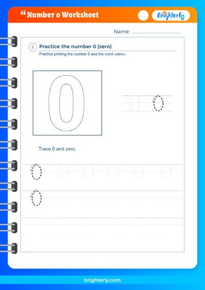 Number 0 Worksheets For Kindergarten