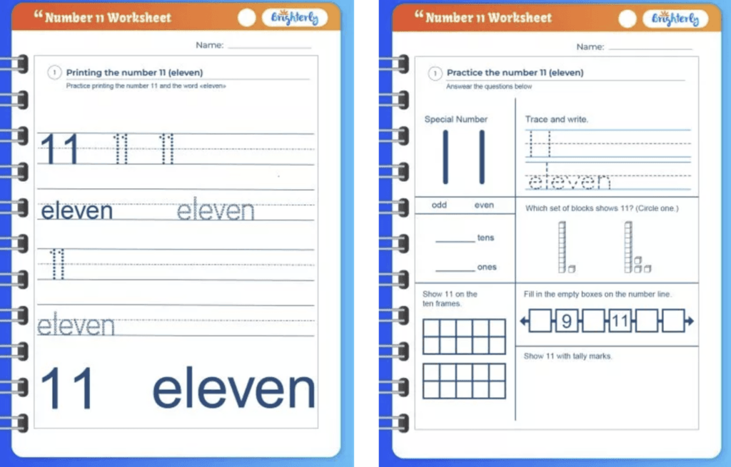 number 11 worksheets