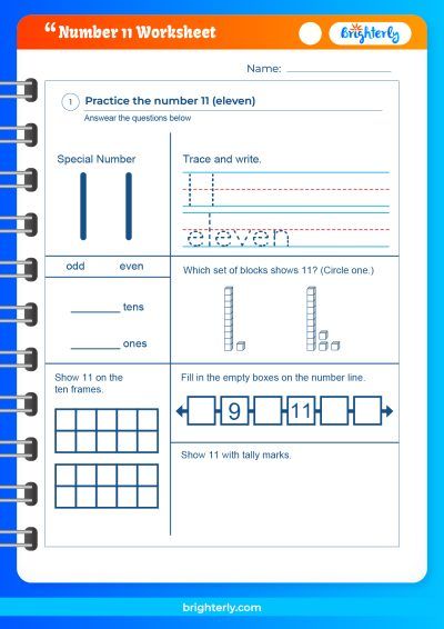 Number 11 Tracing Worksheet