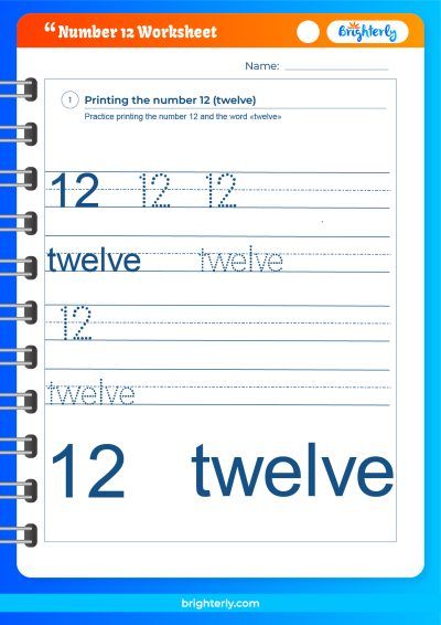 Number 12 Worksheets For Kindergarten