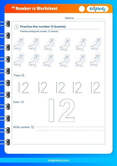 Number 12 Worksheets For Toddlers