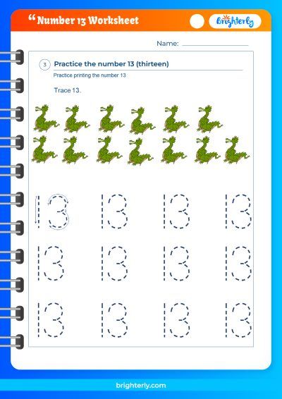 Writing Number 13 Worksheet