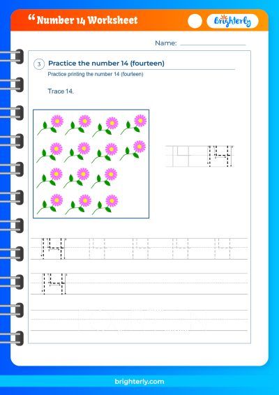 Printable Number 14 Worksheet For Preschool