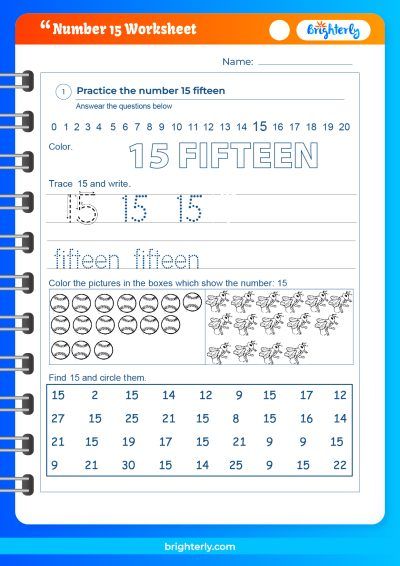 Number 15 Worksheets Preschool