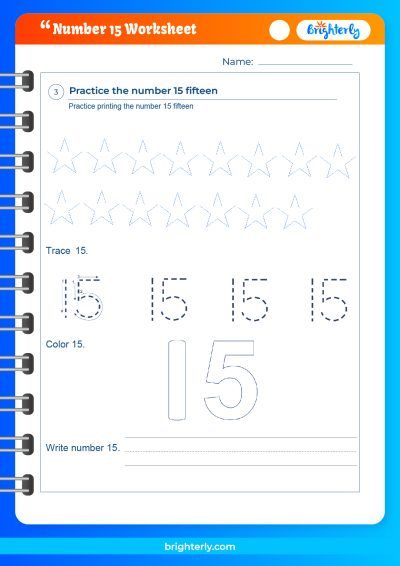 Printable Number 15 Worksheet Preschool