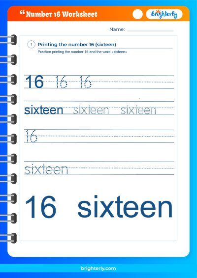 Number 16 Tracing Worksheets