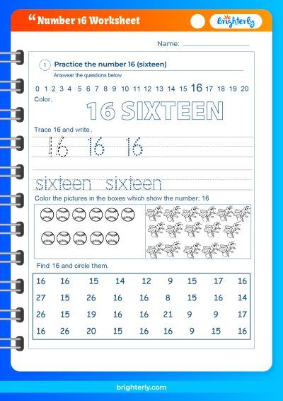 Trace Number 16 Worksheet