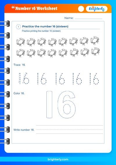 Number 16 Worksheets For Pre K