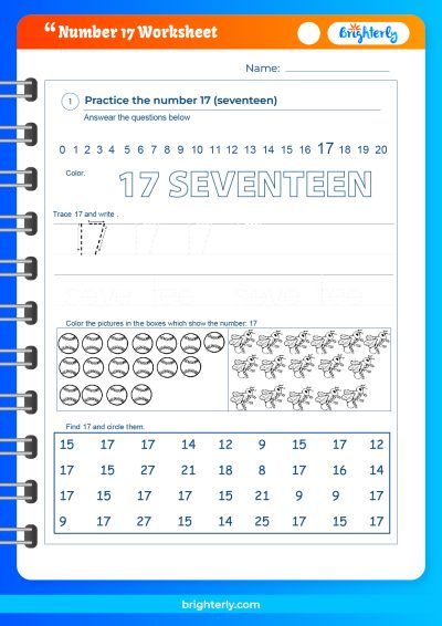 Number 17 Worksheets Free Printable